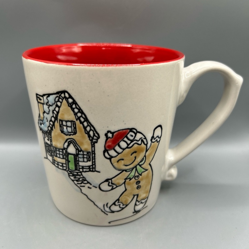 Eli + Ana Watercolor Gingerbread Man And Gingerbread House Christmas Mug NEW